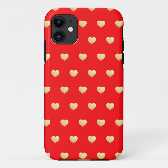 Queen of Hearts Gothic Red Gold Pattern Case-Mate iPhone Case (Back)