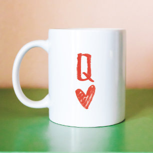 Queen of Hearts Hand-Drawn Coffee Mug