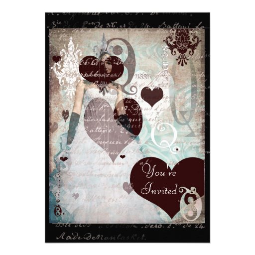 Elegant 33 Queen Of Hearts Blank Card Template