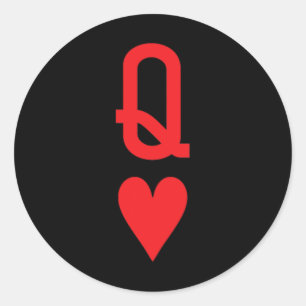 Queen Of Hearts King Of Hearts Couples Monogrammed Classic Round Sticker