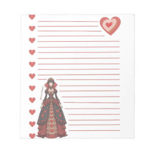 Queen of Hearts Lined Notepad
