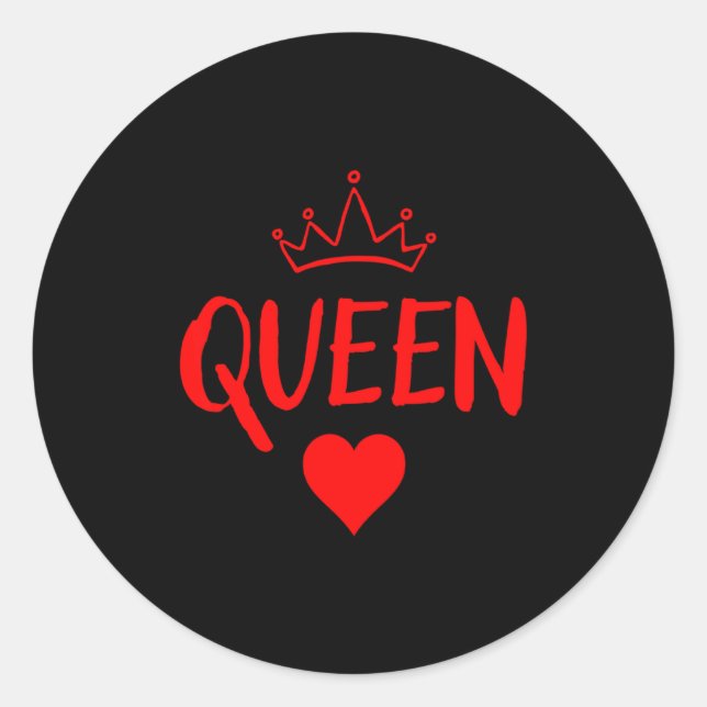 Queen Of Hearts Matching Couple Saint Valentines _ Classic Round Sticker (Front)
