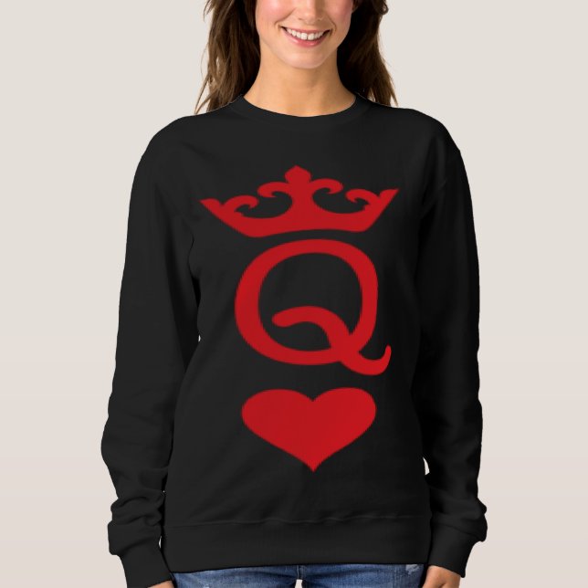 Queen Of Hearts Matching Couple Saint Valentine's  Sweatshirt (Front)