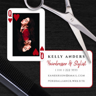 Queen of Hearts Modern Feminine Photo Hairdresser Business Card
