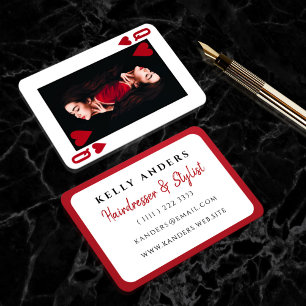 Queen of Hearts Modern Feminine Photo Hairdresser Business Card