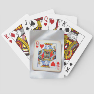Queen of Hearts On White Satin Fabric Playing Cards
