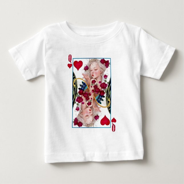 Queen of Hearts Oversized Graphic, Playing Cards Baby T-Shirt (Front)