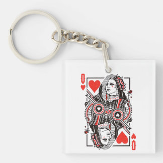 Queen of Hearts Oversized Graphic, Playing Cards Key Ring