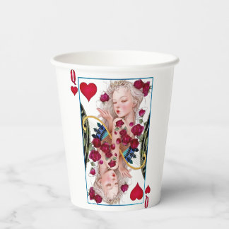 Queen of Hearts Oversized Graphic, Playing Cards Paper Cups