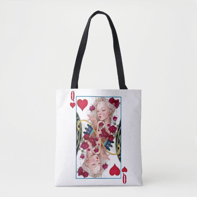 Queen of Hearts Oversized Graphic, Playing Cards Tote Bag (Front)