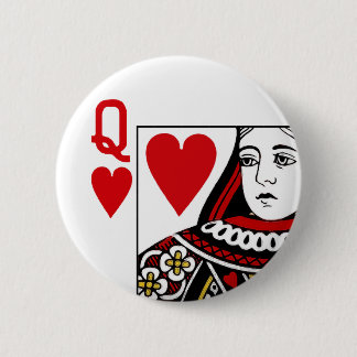 Queen Of Hearts Playing Card 6 Cm Round Badge