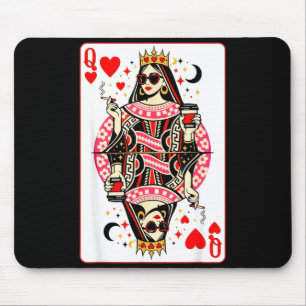 Queen of hearts playing card heart coffee cuteQuee Mouse Pad
