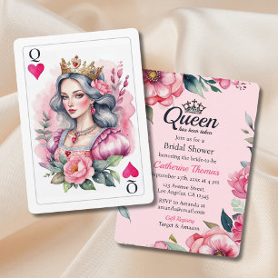 Queen Of Hearts Playing Card Pink Bridal Shower