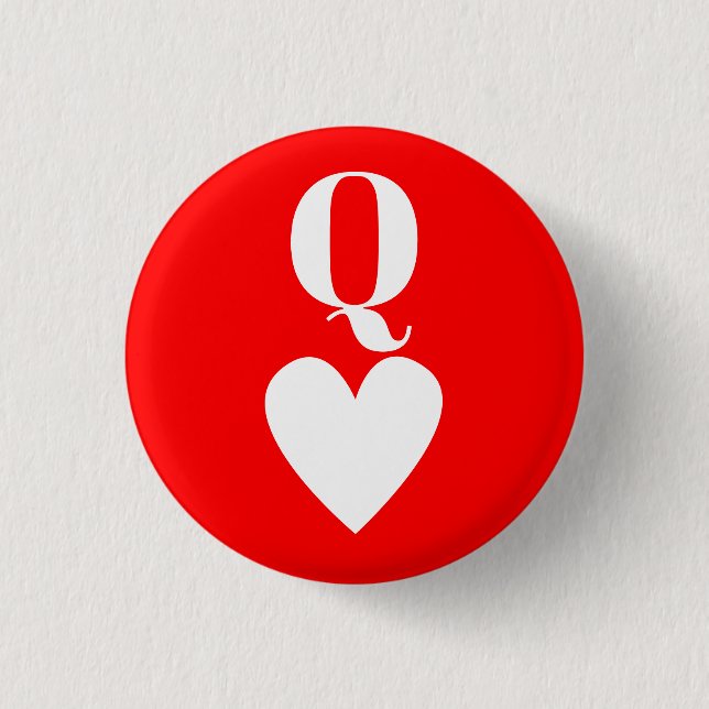 Queen of Hearts - Playing Card Symbol 3 Cm Round Badge (Front)
