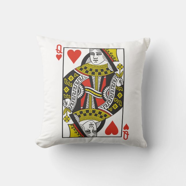 Queen of Hearts Playing Cards Cushion (Front)