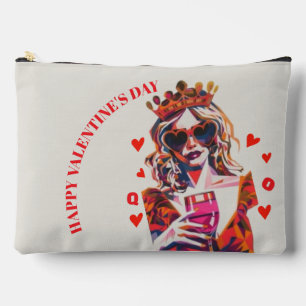 Queen of Hearts Pop Art Spiral Accessory Pouch