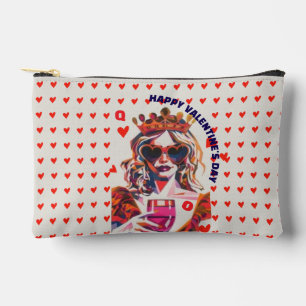 Queen of Hearts Pop Art Spiral Accessory Pouch