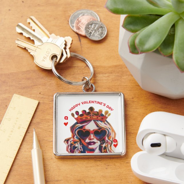 Queen of Hearts Pop Art Spiral Notebook Key Ring (Desk)