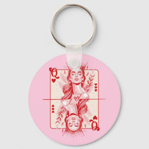 Queen of Hearts Preppy Art Key Ring