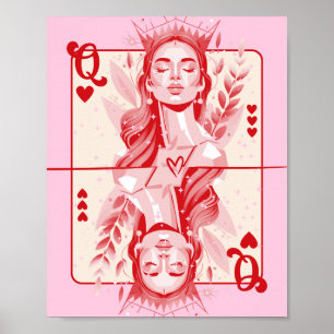 Queen of Hearts Preppy Art Poster