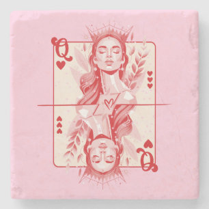 Queen of Hearts Preppy Art Stone Coaster