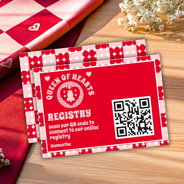 Queen Of Hearts QR Code Bridal Shower Registry Enclosure Card (Enclosure Cards)