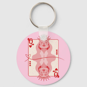 Queen of Hearts Red and Pink Art Key Ring