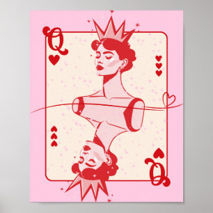 Queen of Hearts Red and Pink  Poster