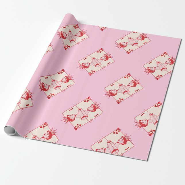 Queen of Hearts Red and Pink  Wrapping Paper (Unrolled)