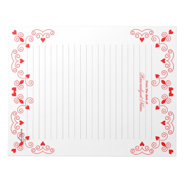 Queen of Hearts - Red Lined Notepad (Front)