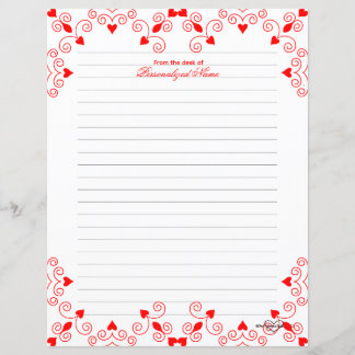 Queen of Hearts - Red Lined Paper Sheet