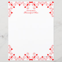 Queen of Hearts - Red Unlined Paper Sheet