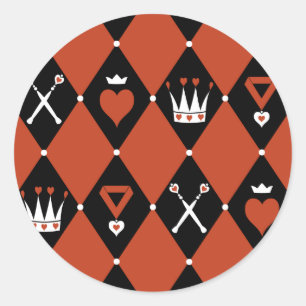 Queen of Hearts Royal Motifs Classic Round Sticker