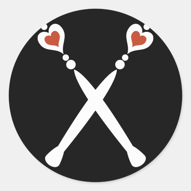 Queen of Hearts Sceptres Classic Round Sticker (Front)