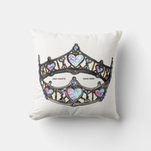 Queen of Hearts Silver Crown Tiara white Cushion