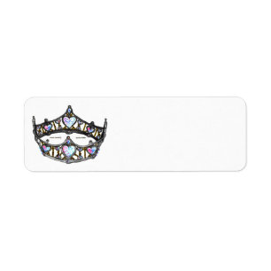 Queen of Hearts Silver Crown Tiara white Return Address Label