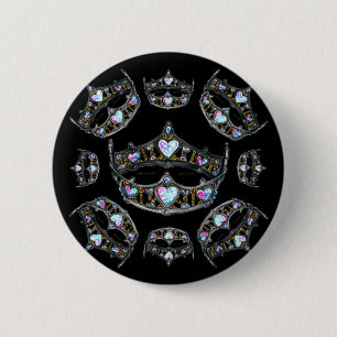 Queen of Hearts Silver Crowns Tiaras black button