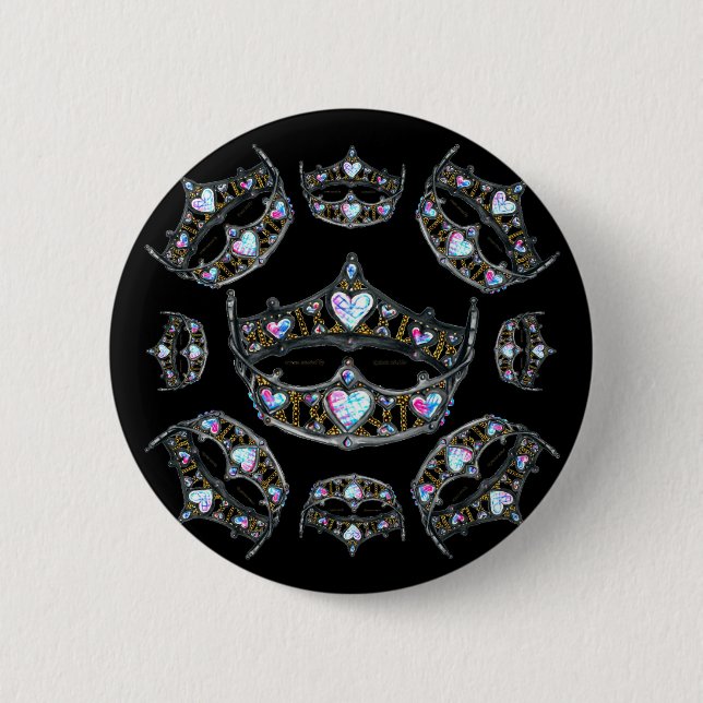 Queen of Hearts Silver Crowns Tiaras black button (Front)