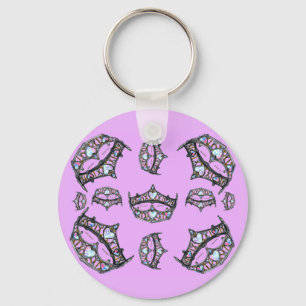 Queen of Hearts Silver Crowns Tiaras pink lilac Key Ring