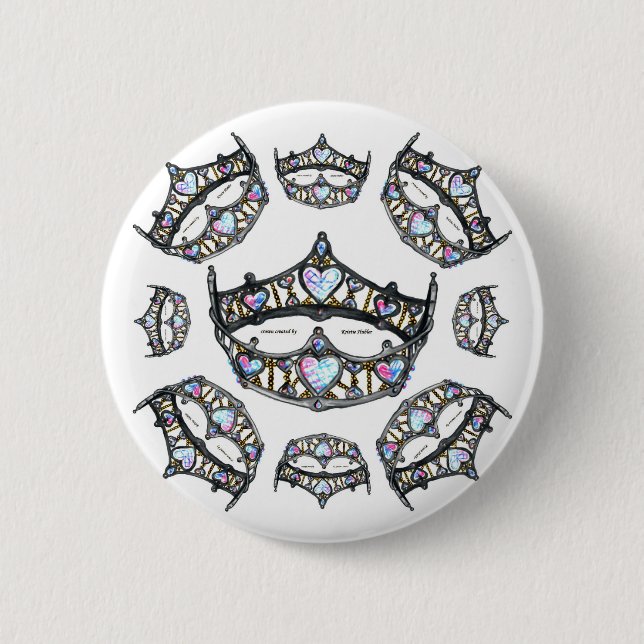Queen of Hearts Silver Crowns Tiaras white button (Front)