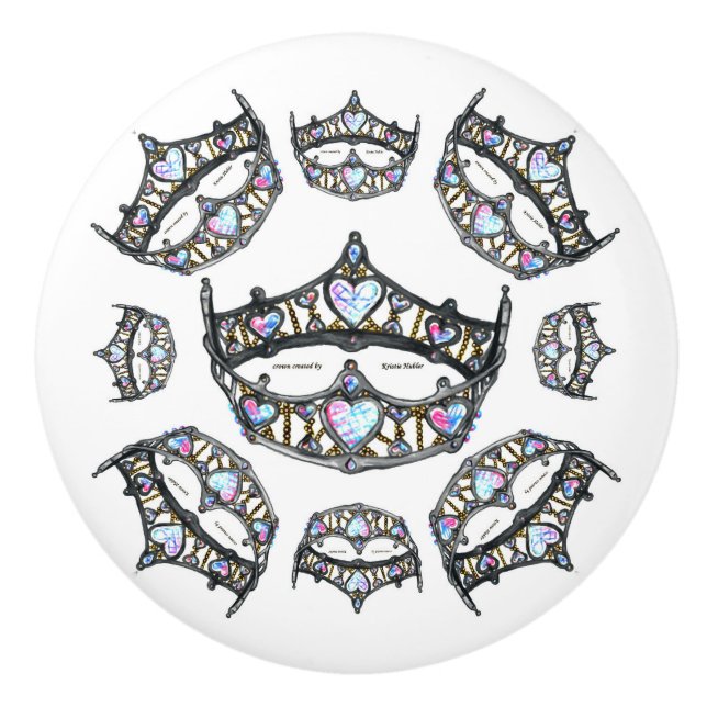 Queen of Hearts Silver Crowns Tiaras white knob (Front)