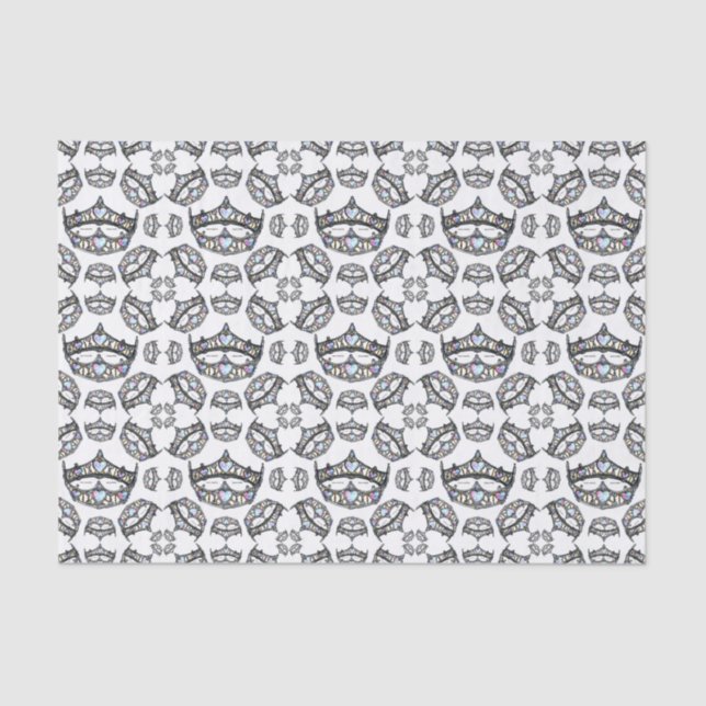 Queen of Hearts Silver Crowns Tiaras white tissue Tissue Paper (Front)