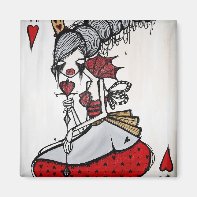 "Queen of Hearts" Square Magnet (Front)
