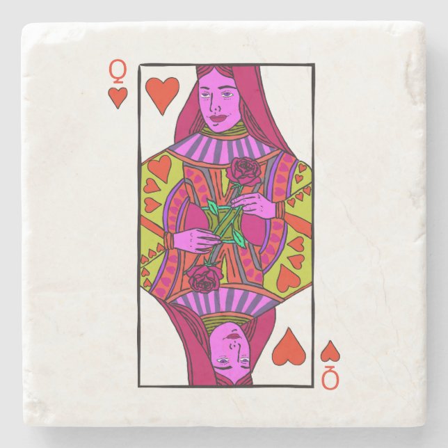 Queen Of Hearts Stone Coaster (Front)