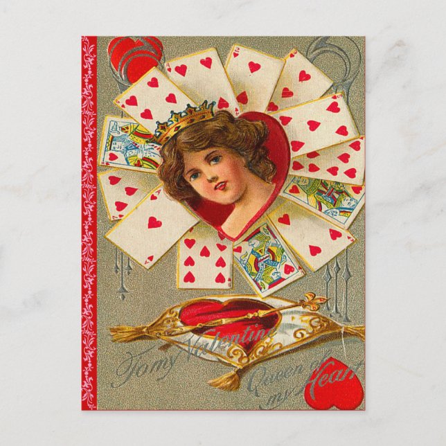 Queen of Hearts Valentine Postcard (Front)