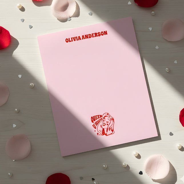 Queen of Hearts Valentines Day Personalized Name Notepad (Creator Uploaded)