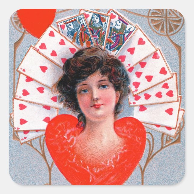 QUEEN OF HEARTS ,Valentine's Day Square Sticker (Front)