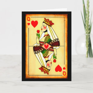 Queen Of Hearts Vintage Matching Couple Saint Vale Card