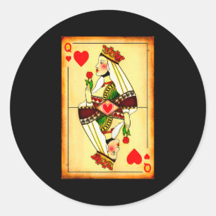 Queen Of Hearts Vintage Matching Couple Saint Vale Classic Round Sticker