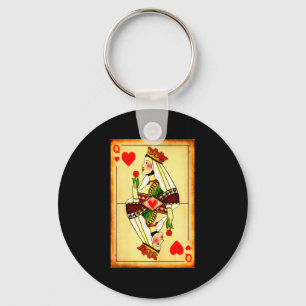Queen Of Hearts Vintage Matching Couple Saint Vale Key Ring